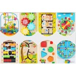 Cub din lemn  8 in 1 multifunctional Wooden Activity Cube
